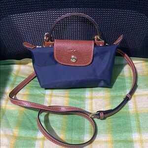 Longchamp Navy Mini Pouch Crossbody With Handle